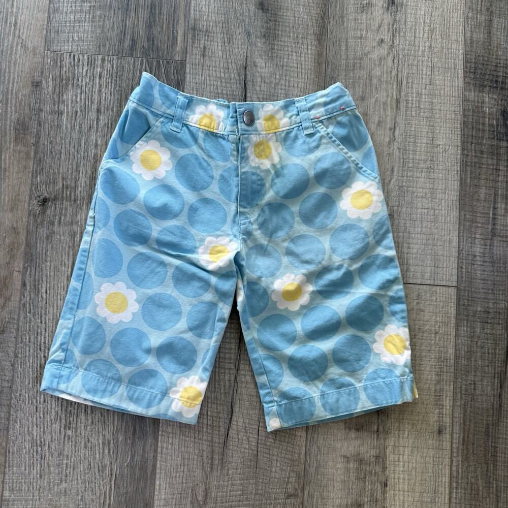 Y2K Gymboree Pop of Daisies Blue Bermuda Daisy Shorts Size 10 Retro Polka Dot